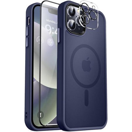 Entronix Apple iPhone 12 Pro Max 3-in-1 Bundle - [Magnetic] Translucent Matte Case, 1 Clear Screen Protector & 1 Camera Lens Protector, - Entro Retail