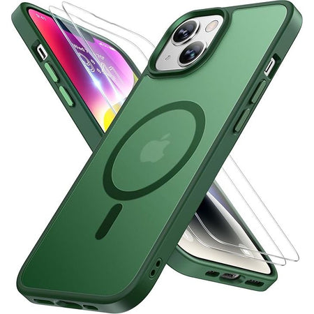 Entronix Apple iPhone 14 Plus [Magnetic-Compatible] Clear Case & 2 Tempered Glass Screen Protectors - Entronix