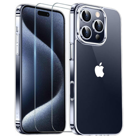 Entronix 3-in-1 Bundle for Apple iPhone 16 Pro, Slim Clear Case & 2 Clear Tempered Glass Screen Protectors - Entro Retail