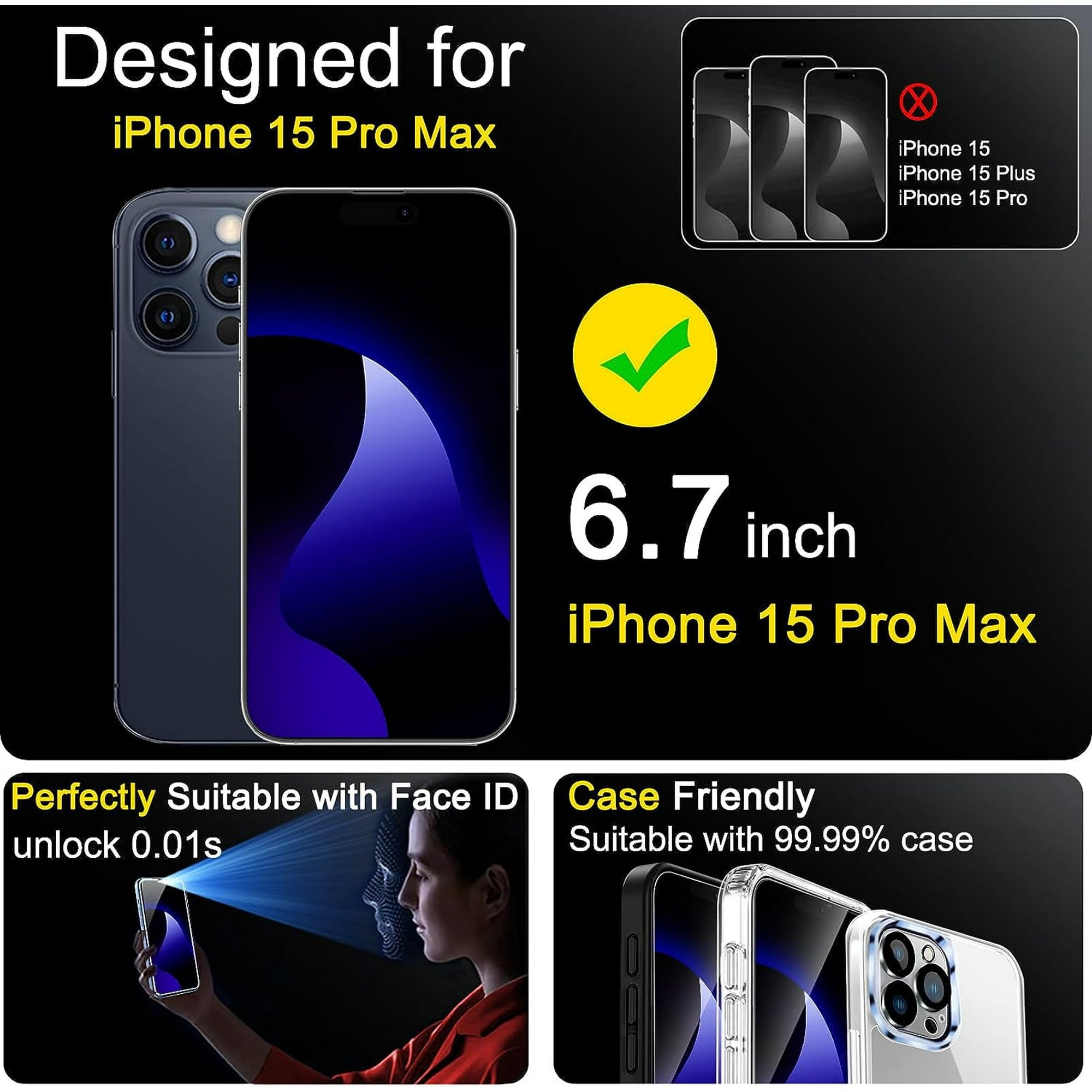 Entronix [Magnetic] Case Compatible with iPhone 15 Pro Max - [Clear Back] Luxury Diamonds