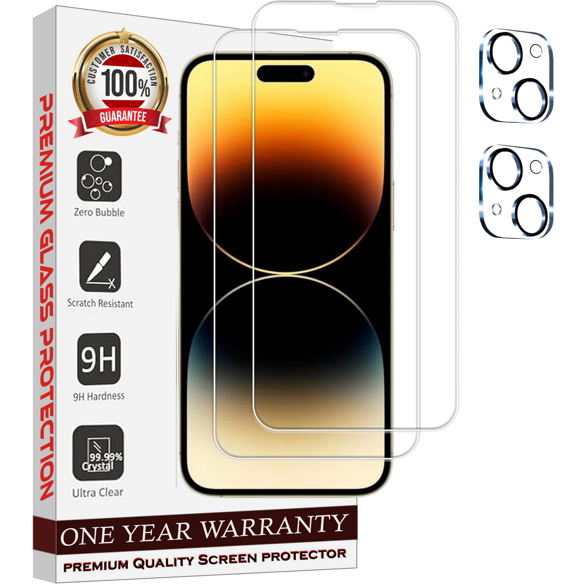 Entronix Case Screen Protector Bundle with Camera Cover Designed for Apple iPhone 15 Clear Built Anti Scratch, Bubble Free Easy Install,2 PACK - Entro Retail