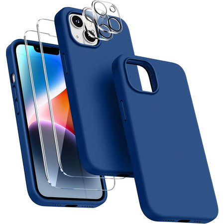 Entronix Case Silicone Case Designed for Apple iPhone 15 Plus Liquid Silicone Case, 5 in 1 Bundle Case with 2 Clear Tempered Glass and 2 Camera Lens - Entro Retail