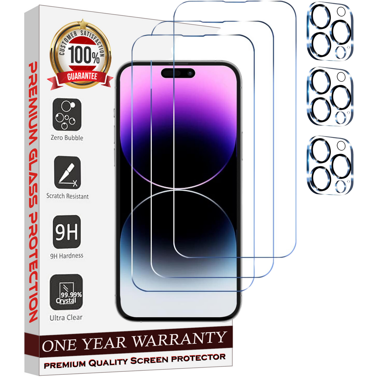 Entronix Case Screen Protector Bundle with Camera Cover Designed for Apple iPhone 15 Pro Clear 9H Hardness,Bubble Free Easy Install, 3 PACK - Entro Retail