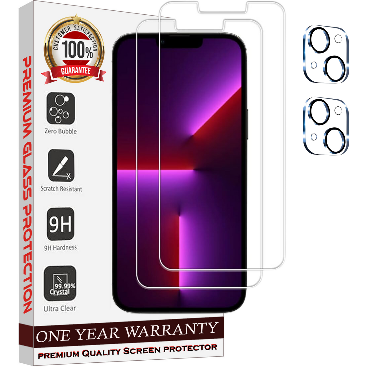 Entronix Case Screen Protector Bundle with Camera Cover Designed for Apple iPhone 13 Mini Clear 9H Hardness,Bubble Free Easy Install,2 PACK - Entro Retail