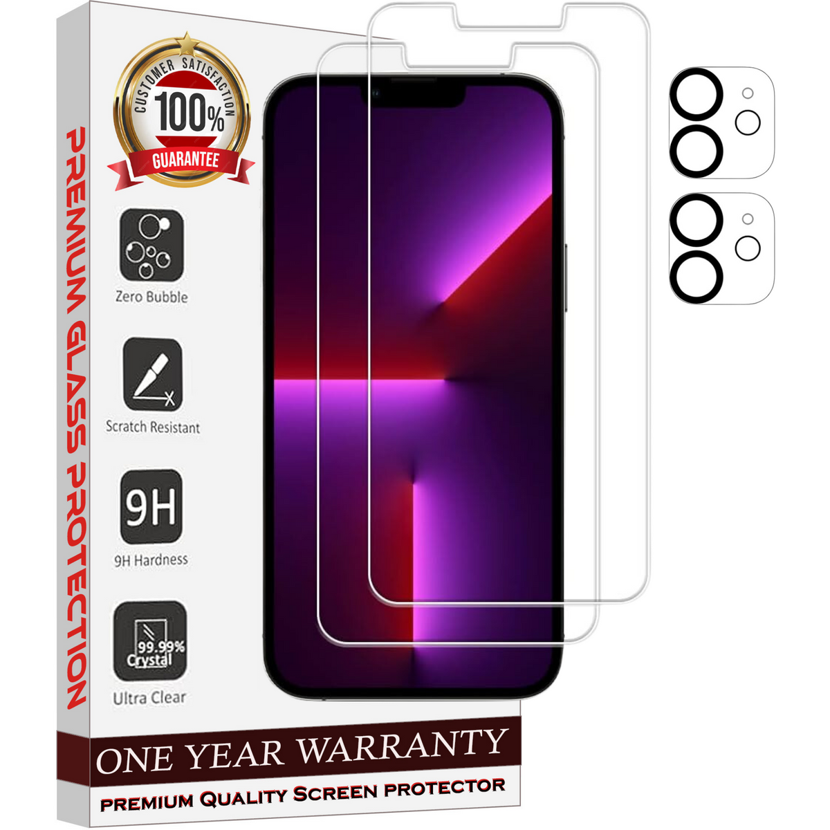 Entronix Case Screen Protector Bundle with Camera Cover Designed for Apple iPhone 11 Clear 9H Hardness,Bubble Free Easy Install,2 PACK - Entro Retail