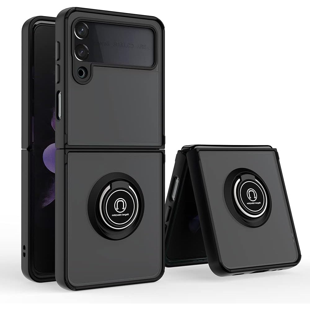Entronix Matte Ring Case for Samsung Galaxy Z Flip 4, Slim Matte Cover with Built-In Kickstand, - Entro Retail