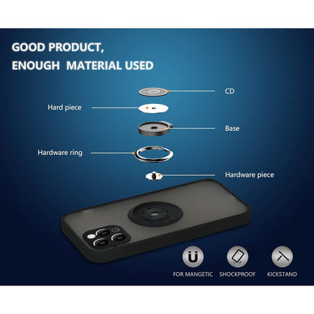 Entronix Matte Ring Case for Apple iPhone 12 Pro Max, Slim Matte Cover with Built-In Kickstand, - Entro Retail