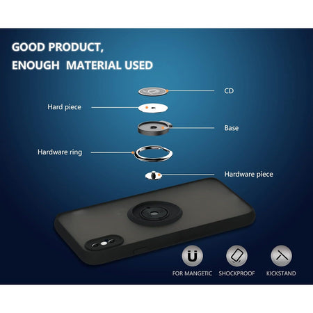 Entronix Matte Ring Case for Apple iPhone XS Max, Slim Matte Cover with Built-In Kickstand, - Entro Retail