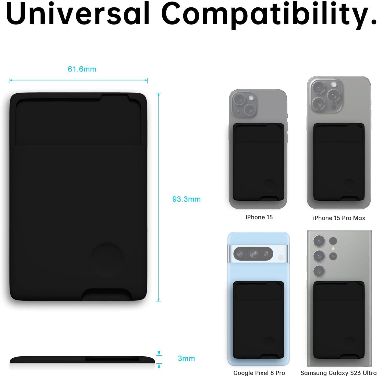 Entronix Silicone Card Holder for Apple/Samsung/All Phones, Sticky Wallet Pocket Back Cover, - Entro Retail