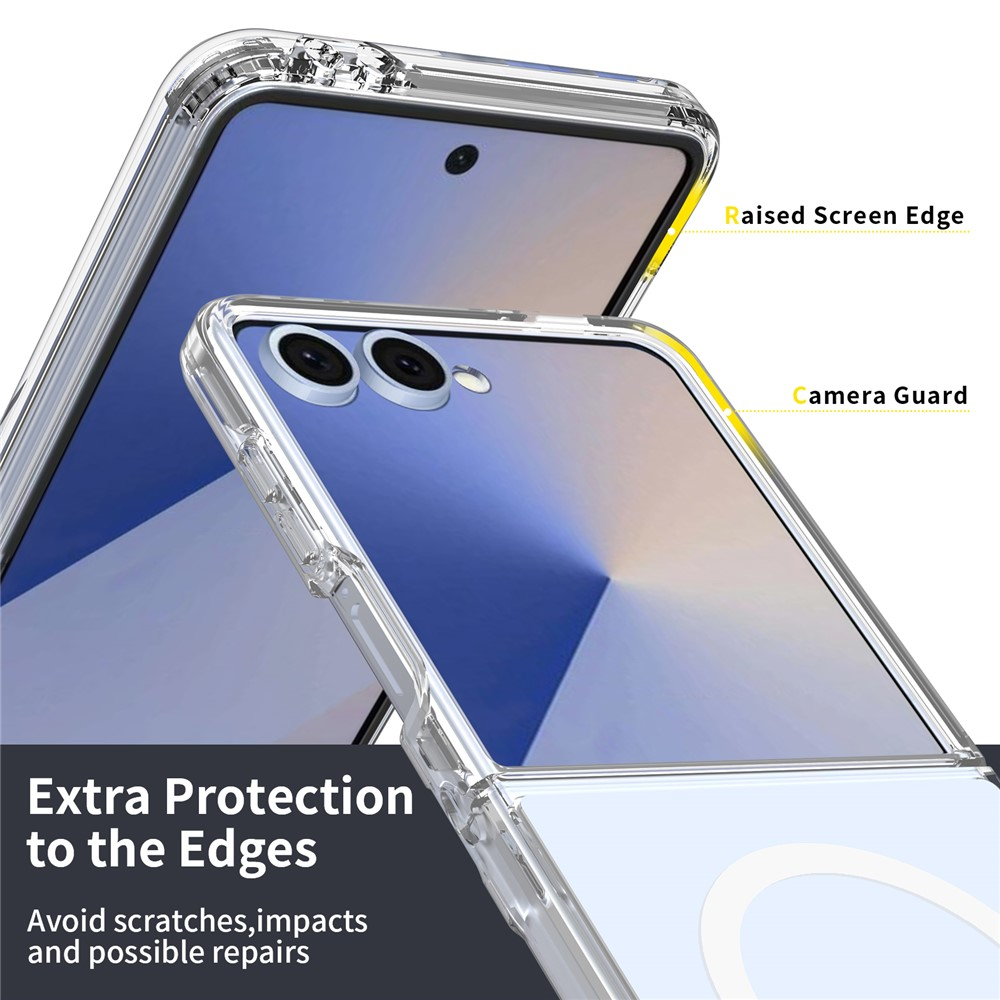 Entronix [Magnetic] Case Compatible with Galaxy Z Flip 7 - [Hard Back] Slim Clear