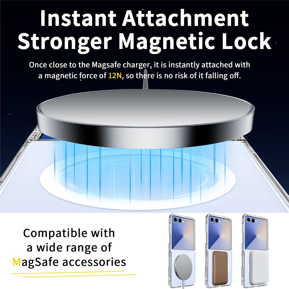 Entronix [Magnetic] Case Compatible with Galaxy Z Flip 7 - [Hard Back] Slim Clear