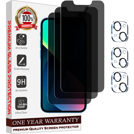 Entronix Case Screen Protector Bundle with Camera Cover Designed for Apple iPhone 15 Privacy 9H Hardness,Bubble Free Easy Install, 3 PACK - Entro Retail
