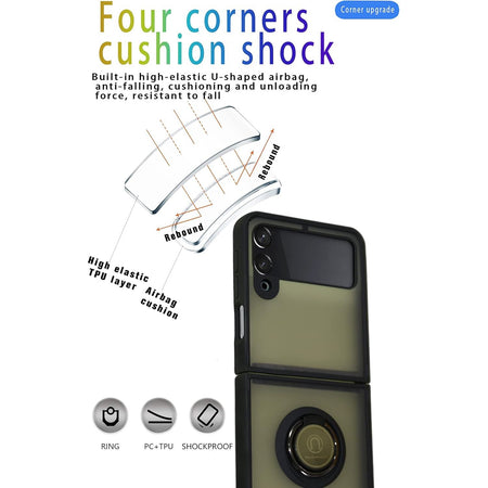 Entronix Matte Ring Case for Samsung Galaxy Z Flip 4, Slim Matte Cover with Built-In Kickstand, - Entro Retail