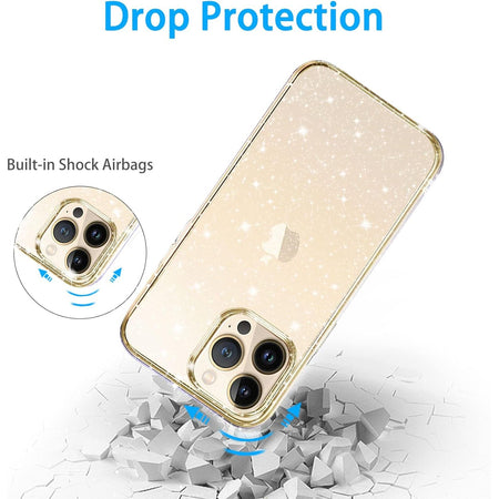 Entronix Glitter Clear Case for Apple iPhone 12 Pro Max, Crystal Clear Sparkly Bumper Cover - Entro Retail