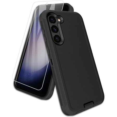 Entronix 2-in-1 Bundle for Samsung Galaxy S22 Plus, Heavy Duty Case & Clear Tempered Glass Screen Protector, Full Protection & Easy Installation - Entro Retail