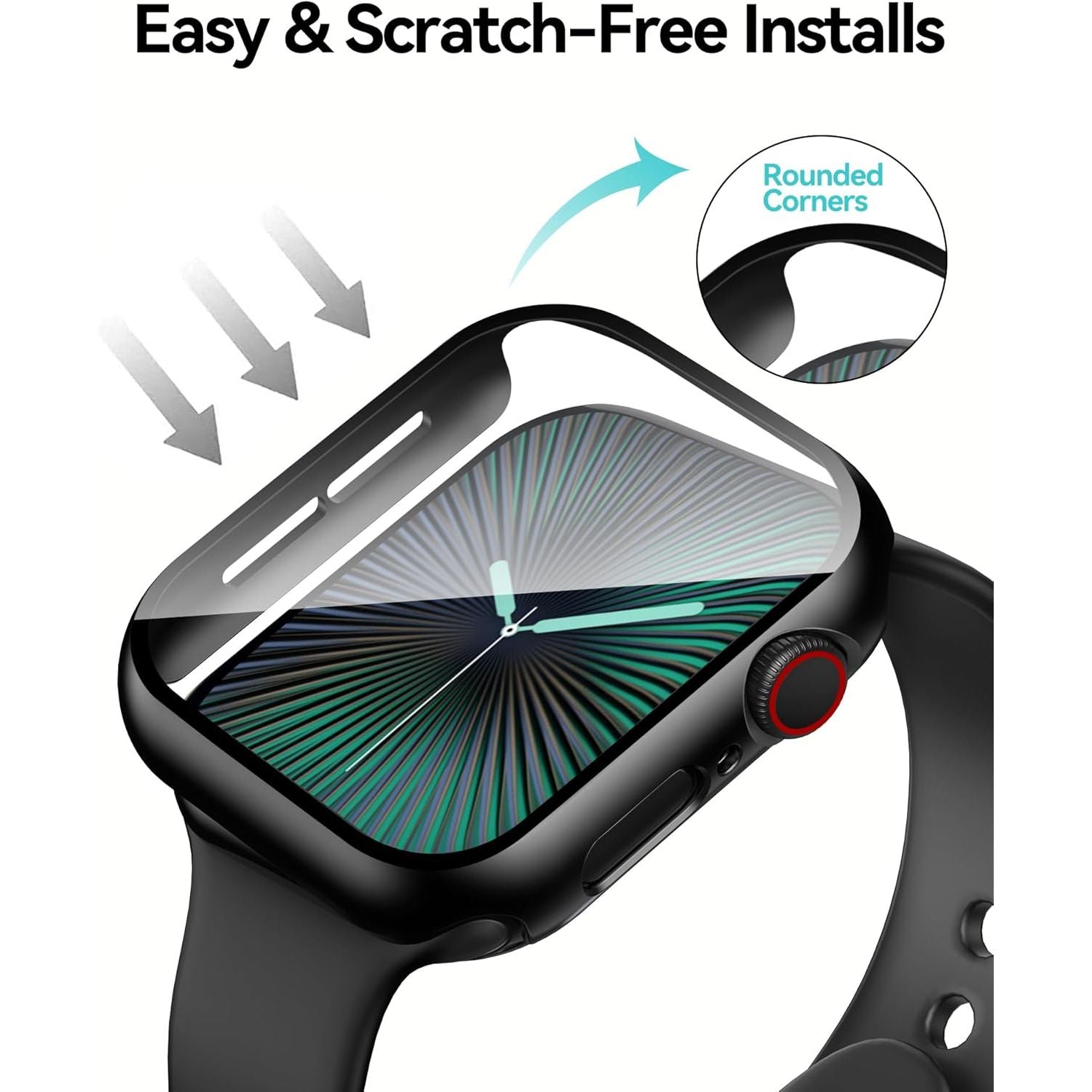 Entronix Case Compatible with iWatch Series 6/5/4/SE (3rd/2nd/1st Gen), 44mm - Hard Cover w/ Built-In Screen Protector