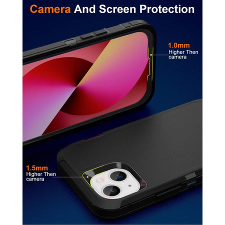 Entronix 3-in-1 Bundle for Apple iPhone 14 Plus, Heavy Duty Case & 2 Clear Tempered Glass Screen Protectors - Entro Retail