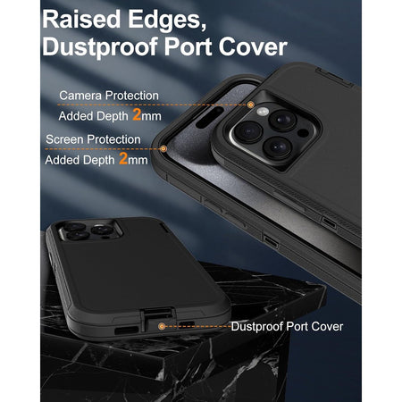 Entronix 2-in-1 Bundle for Apple iPhone 14 Pro, Heavy Duty Case & Clear Tempered Glass Screen Protector, Full Protection & Easy Installation - Entro Retail