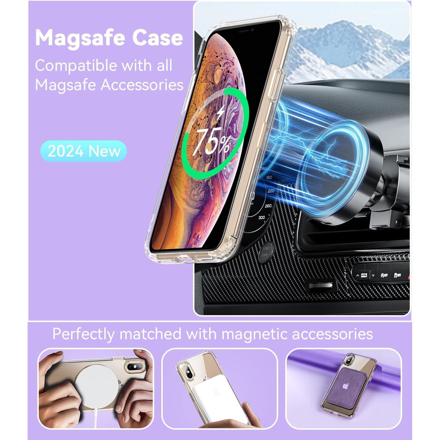 Entronix Bundle Compatible with iPhone XS Max - [Magnetic] Clear Case & 2 Clear Screen Protectors
