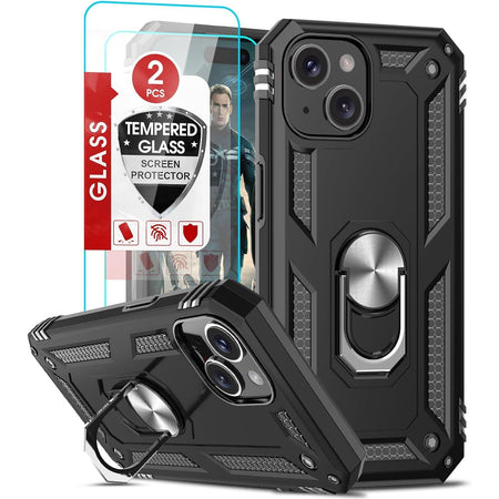 Entronix Apple iPhone 15 Plus Case - Guard Ring Holder & 2 Clear Screen Protectors - Entro Retail