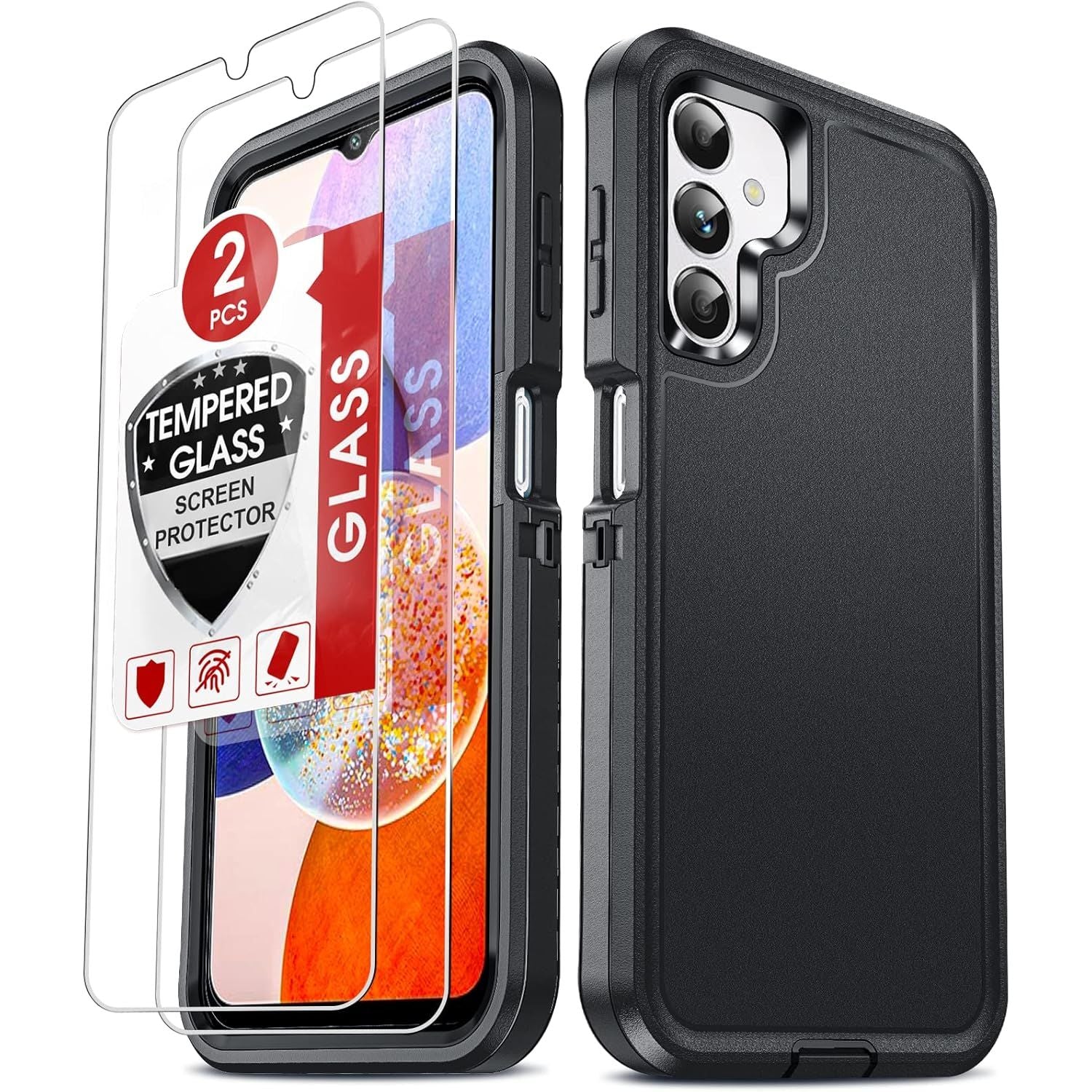 Entronix 3-in-1 Bundle for Samsung Galaxy A42, Heavy Duty Case & 2 Clear Tempered Glass Screen Protectors - Entro Retail