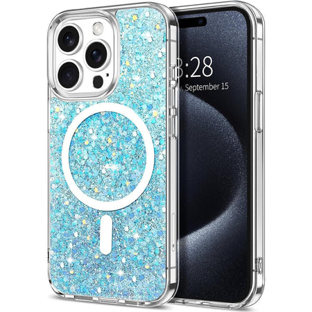 Entronix Apple iPhone 15 Pro/14 Pro [Magnetic-Compatible] Case - Glitter Flakes, - Entronix