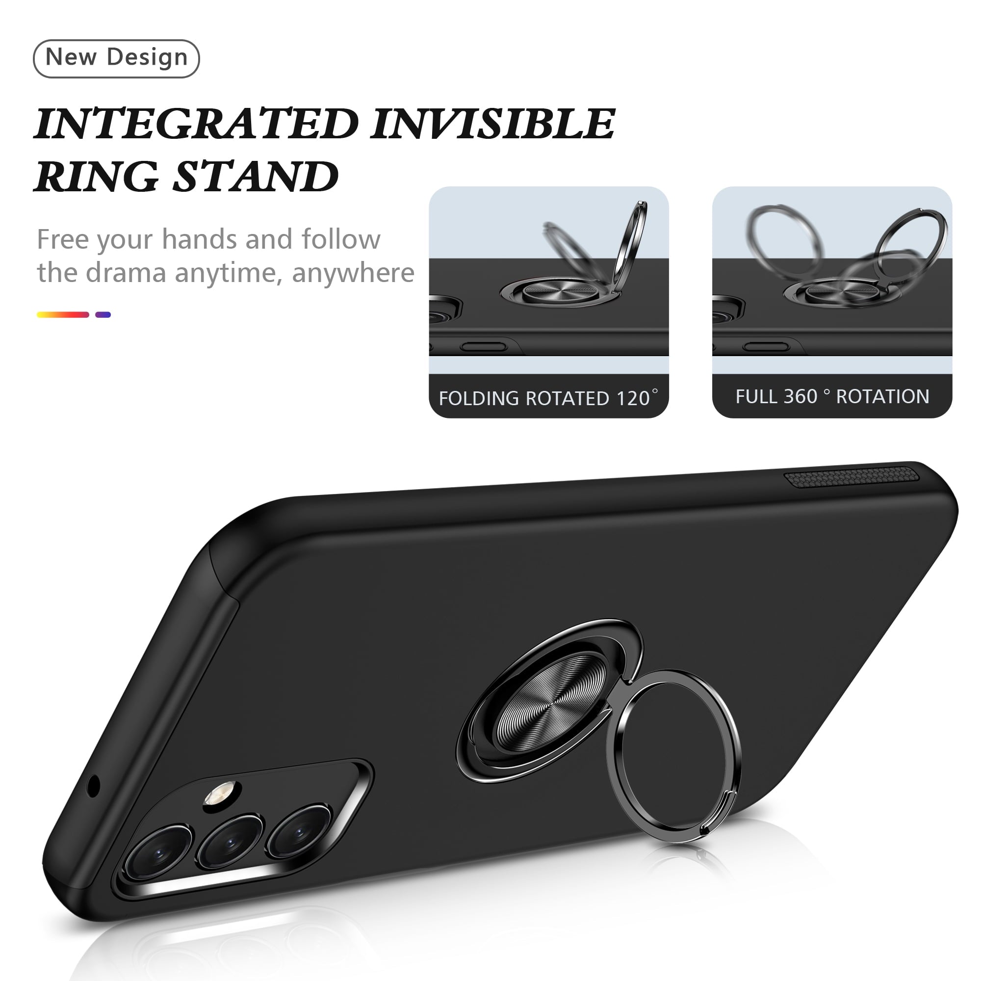 Entronix Bundle Compatible with Galaxy A35 - 360º Circular Ring Gripstand Case & 1 Clear Screen Protector