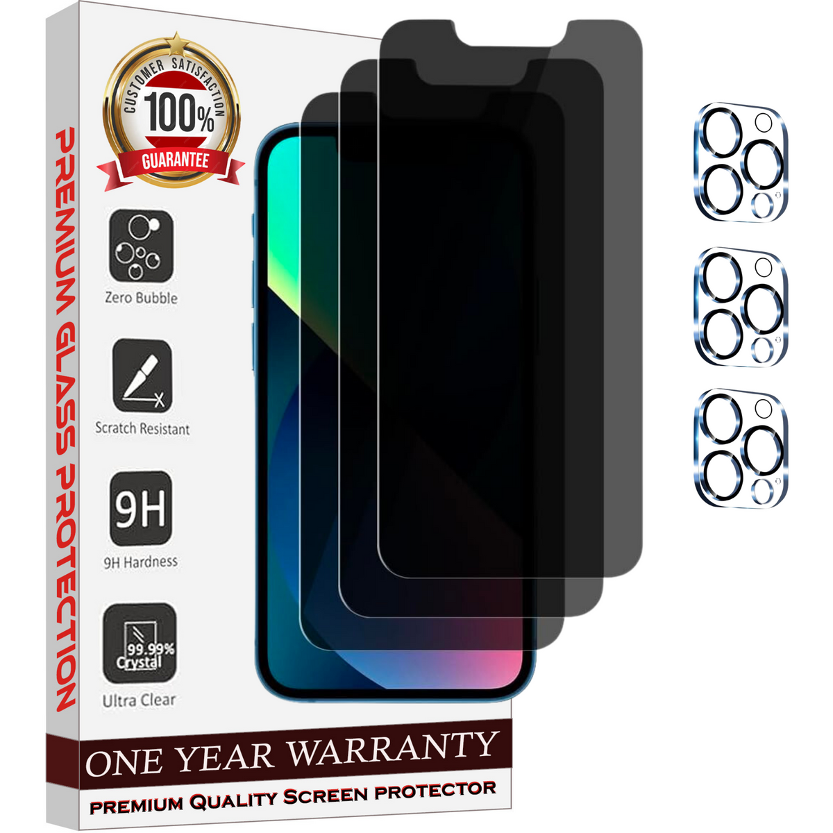 Entronix Case Screen Protector Bundle with Camera Cover Designed for Apple iPhone 14 Pro Max Privacy 9H Hardness,Bubble Free Easy Install, 3 PACK - Entro Retail