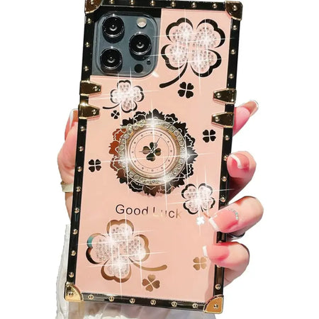 Entronix Cute Luxury Lucky Ring Case for Apple iPhone 16 Pro Max Case for Women Girls Built with Kickstand, Cute Love Soft TPU Back Cover - Entro Retail