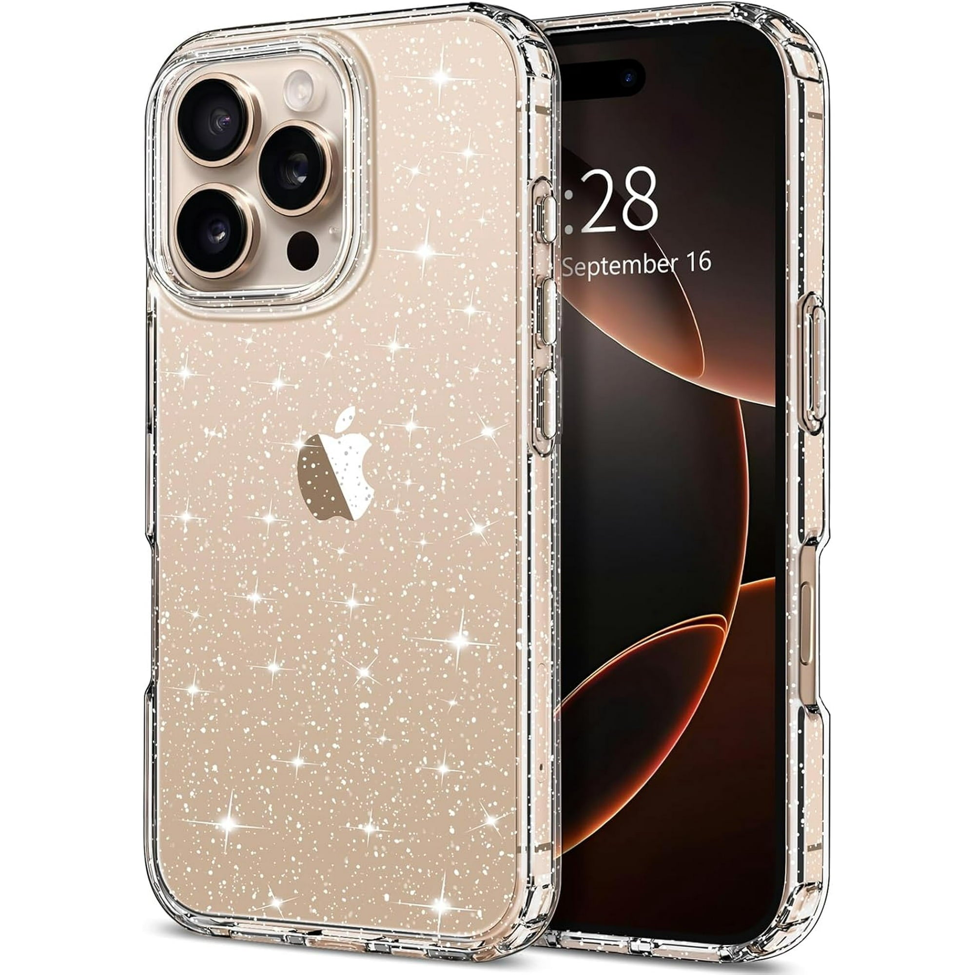 Entronix Case Compatible with iPhone 16 Pro Max - [Hard Back] Glitter Clear
