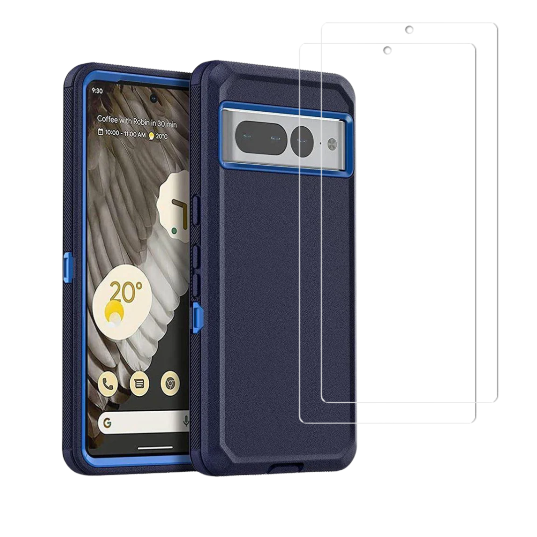 Entronix Bundle Compatible with Pixel 7 Pro - Heavy Duty Case & 2 Clear Screen Protectors