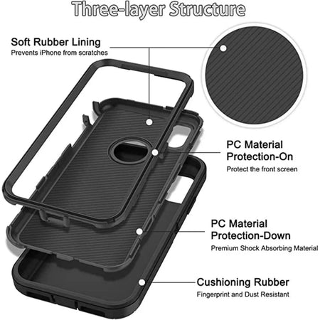 Entronix Heavy Duty Case for Apple iPhone Xs - Triple Layer Bumper Cover, Protective Smartphone Accessories - Entronix