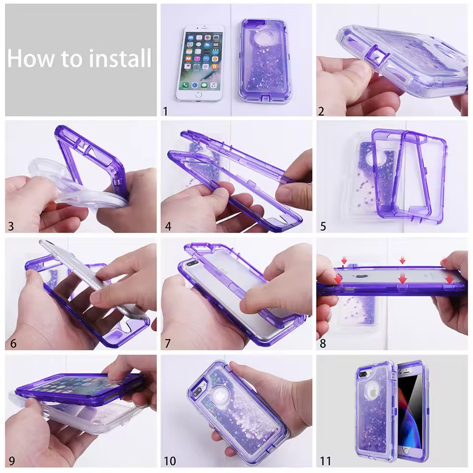 Entronix Apple iPhone 8/7/SE Case - Triple Layer Protection Sparkles, - Entronix