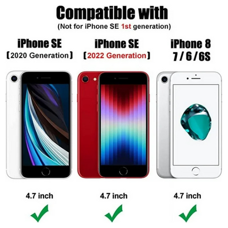 Entronix Heavy Duty Case Designed for Apple iPhone SE,8,7 with 1Pc Tempered Glass Screen Protector, Shockproof Dropproof Anti-Scratch Cover - Entro Retail