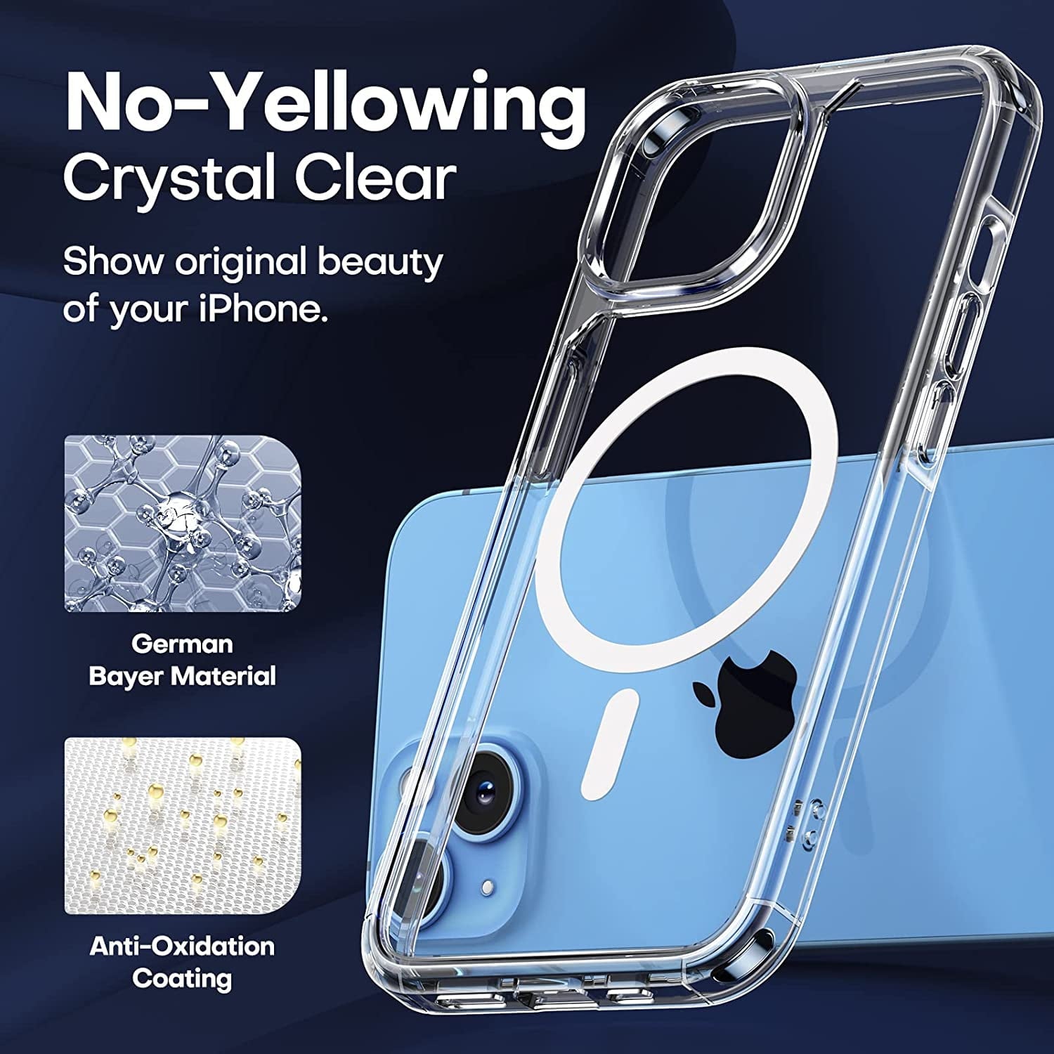 Entronix Bundle Compatible with iPhone 15 - [Magnetic] Clear Case, 1 Clear Screen Protector & 1 Camera Lens Protectors