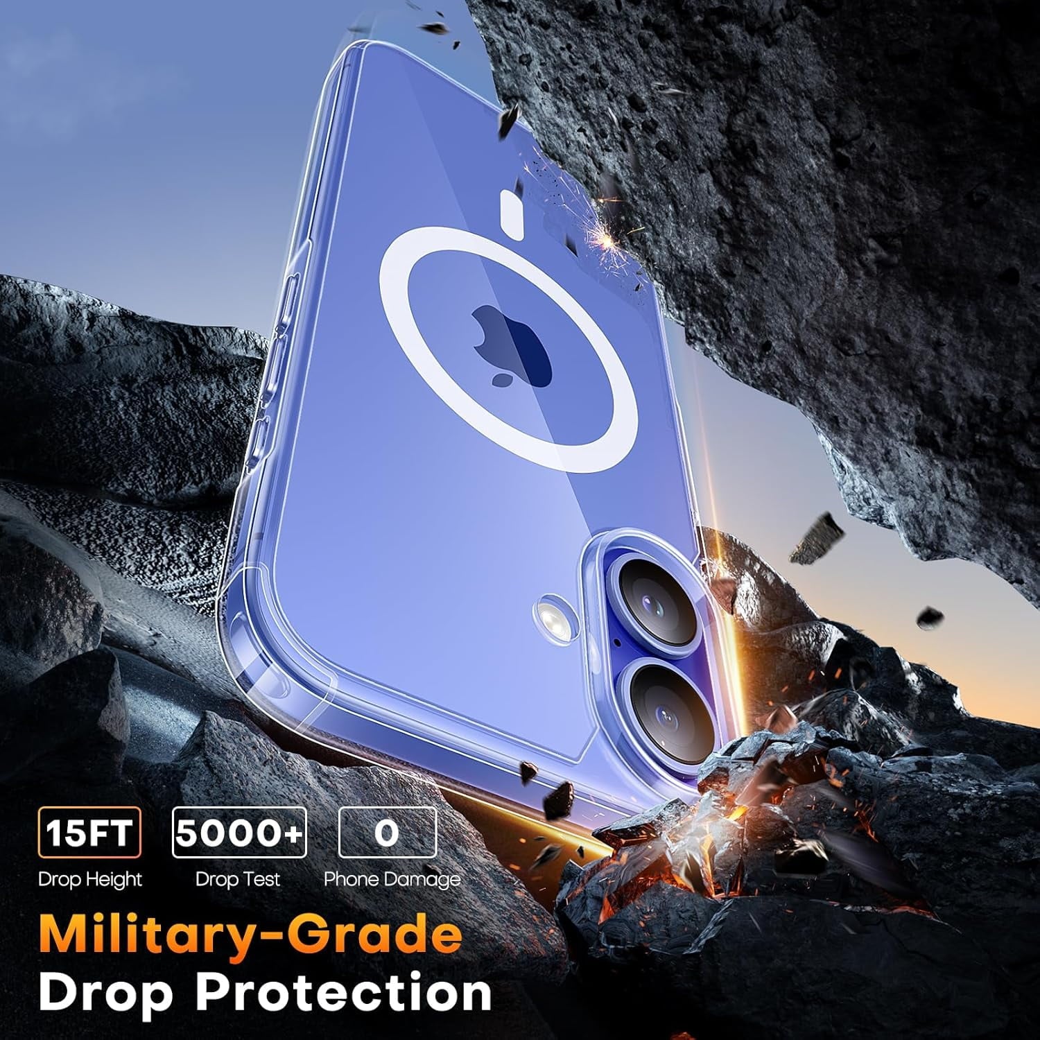 Entronix Bundle Compatible with iPhone 16 - [Magnetic] Clear Case, 2 Clear Screen Protectors & 1 Metallic Camera Lens Protector