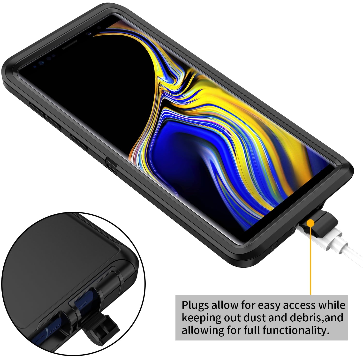 Entronix Bundle Compatible with Galaxy Note 9 - Heavy Duty Case & 2 Clear Screen Protectors