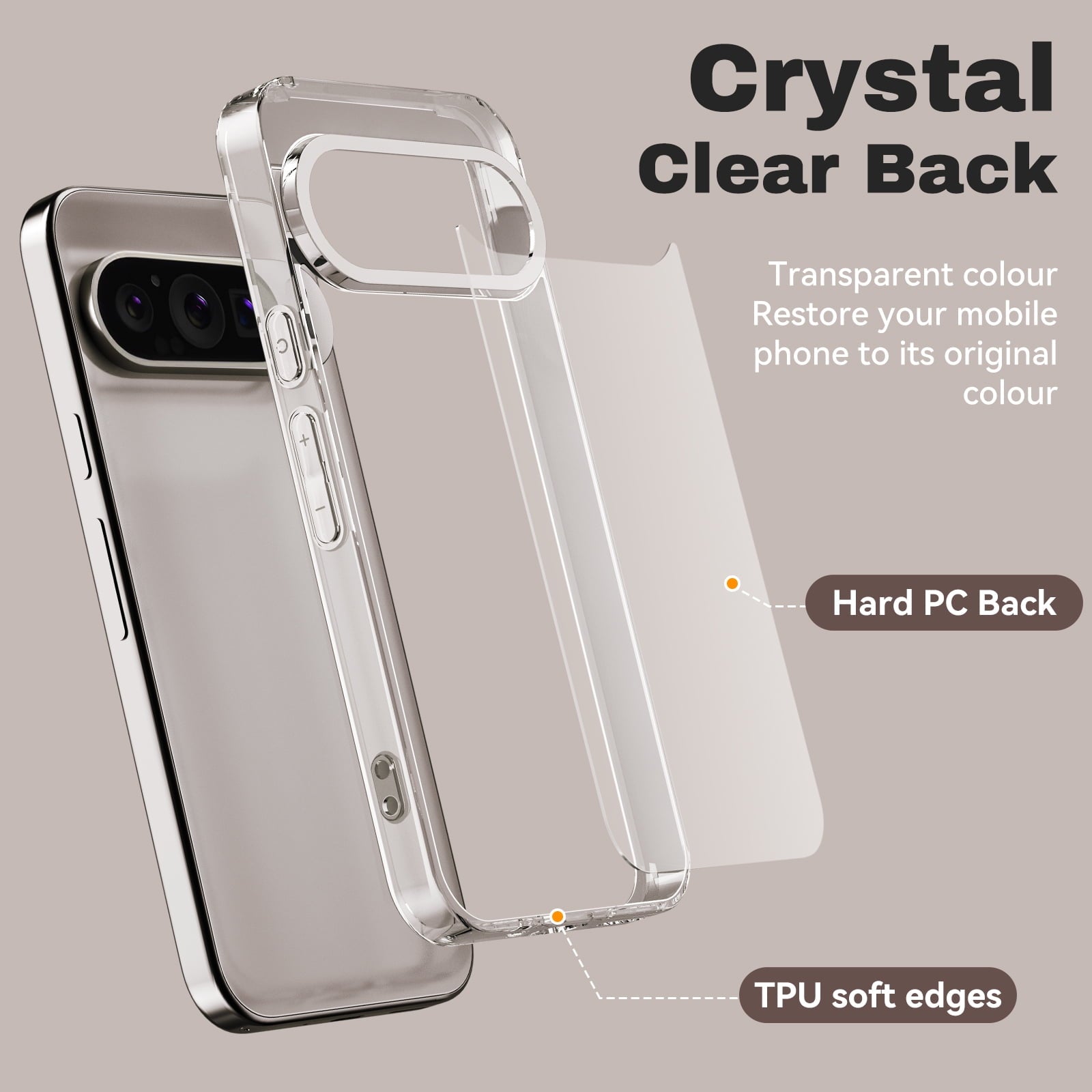 Entronix Bundle Compatible with Pixel 9 Pro XL - Clear Case & 2 Clear Screen Protectors