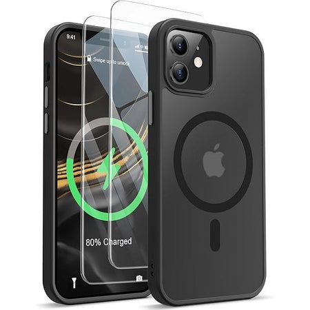 Entronix Apple iPhone 12 [Magnetic-Compatible] Clear Case & 2 Tempered Glass Screen Protectors - Entronix