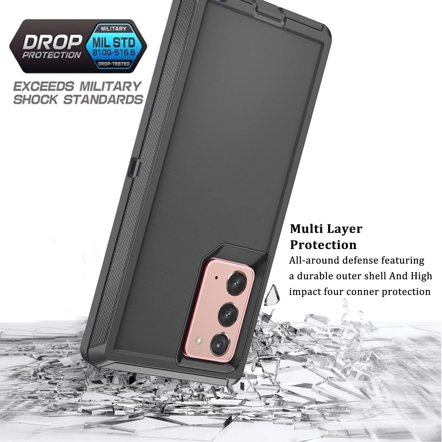 Entronix Bundle Compatible with Galaxy Note 10 Plus - Heavy Duty Case & 2 Clear Screen Protectors
