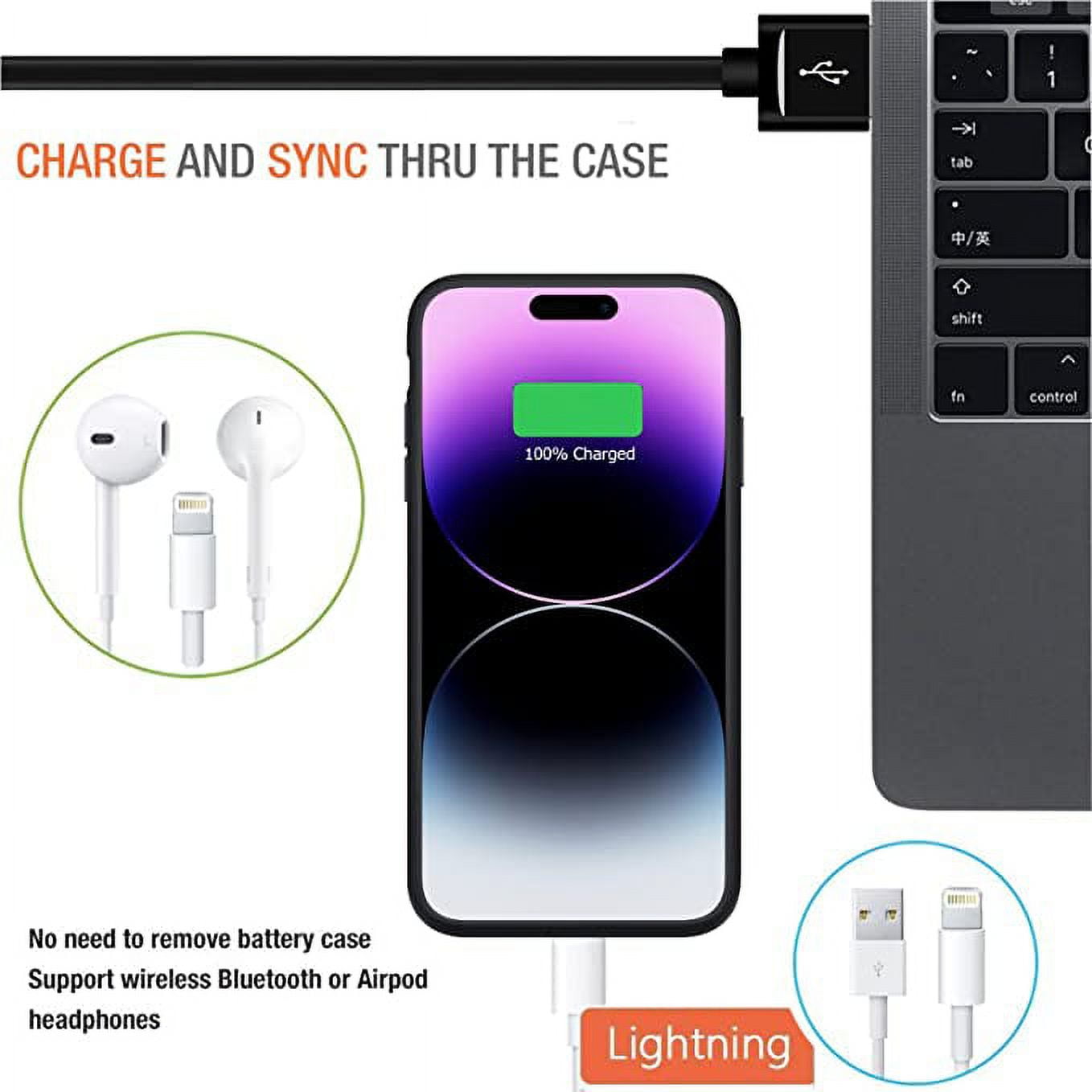 Entronix Case Compatible with iPhone 14 Pro Max - [7000mAh] Charging Powerbank Cover