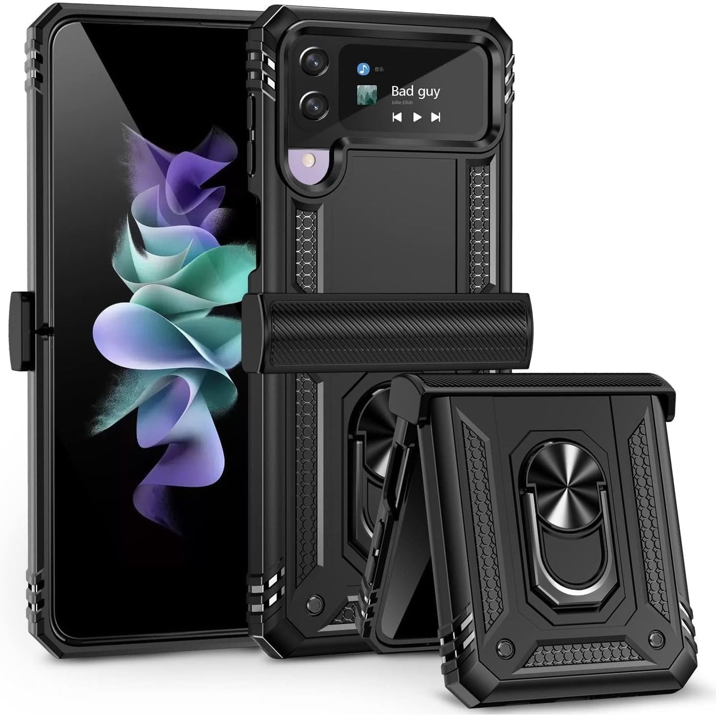 Entronix Samsung Galaxy Z Flip 3 Case - Guard Ring Holder, Dual Layer Protection - Entro Retail