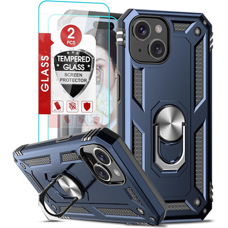 Entronix Apple iPhone 15 Case - Guard Ring Holder & 2 Clear Screen Protectors - Entro Retail