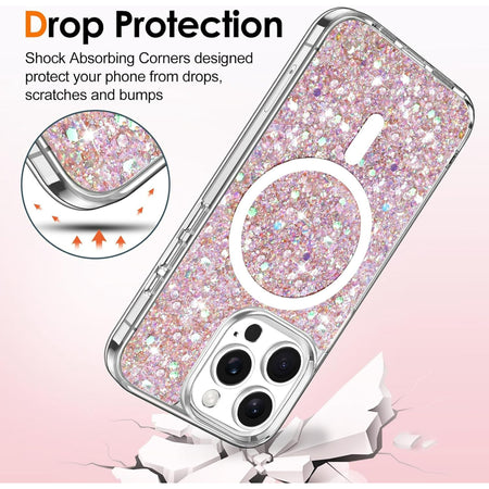 Entronix Apple iPhone 15 Pro Max/14 Pro Max [Magnetic-Compatible] Case - Glitter Flakes, - Entronix