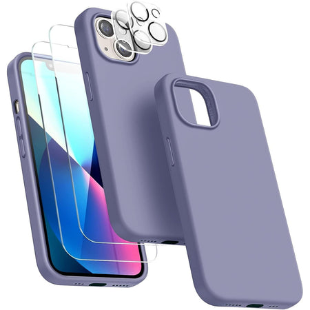 Entronix Case Silicone Case Designed for Apple iPhone 15 Liquid Silicone Case, 5 in 1 Bundle Case with 2 Clear Tempered Glass and 2 Camera Lens - Entro Retail