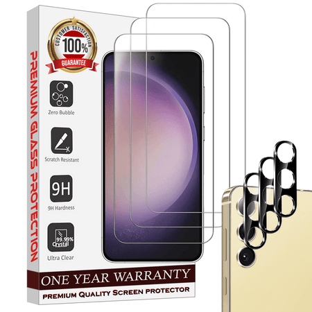 Entronix Case Screen Protector Bundle with Camera Cover for Samsung Galaxy S23 Clear Built Anti Scratch, Bubble Free Easy Install, 3 PACK - Entro Retail