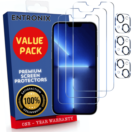 Entronix Case Screen Protector Bundle with Camera Cover Designed for Apple iPhone 14 Clear 9H Hardness,Bubble Free Easy Install, 3 PACK - Entro Retail