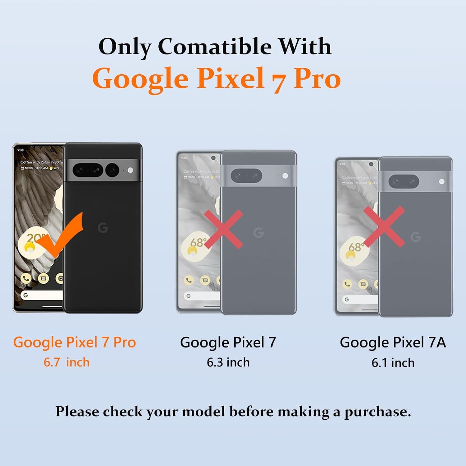 Entronix Bundle Compatible with Pixel 7 Pro - Heavy Duty Case & 2 Clear Screen Protectors