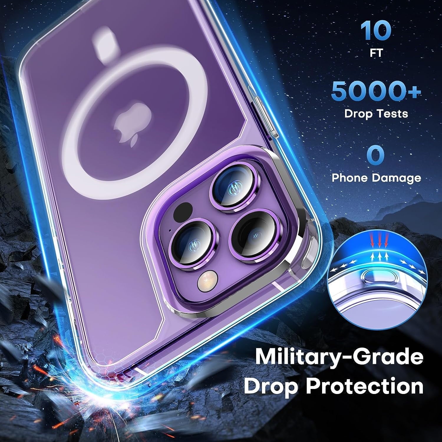 Entronix Bundle Compatible with iPhone 16 Pro - [Magnetic] Clear Case, 2 Clear Screen Protectors & 1 Metallic Camera Lens Protector