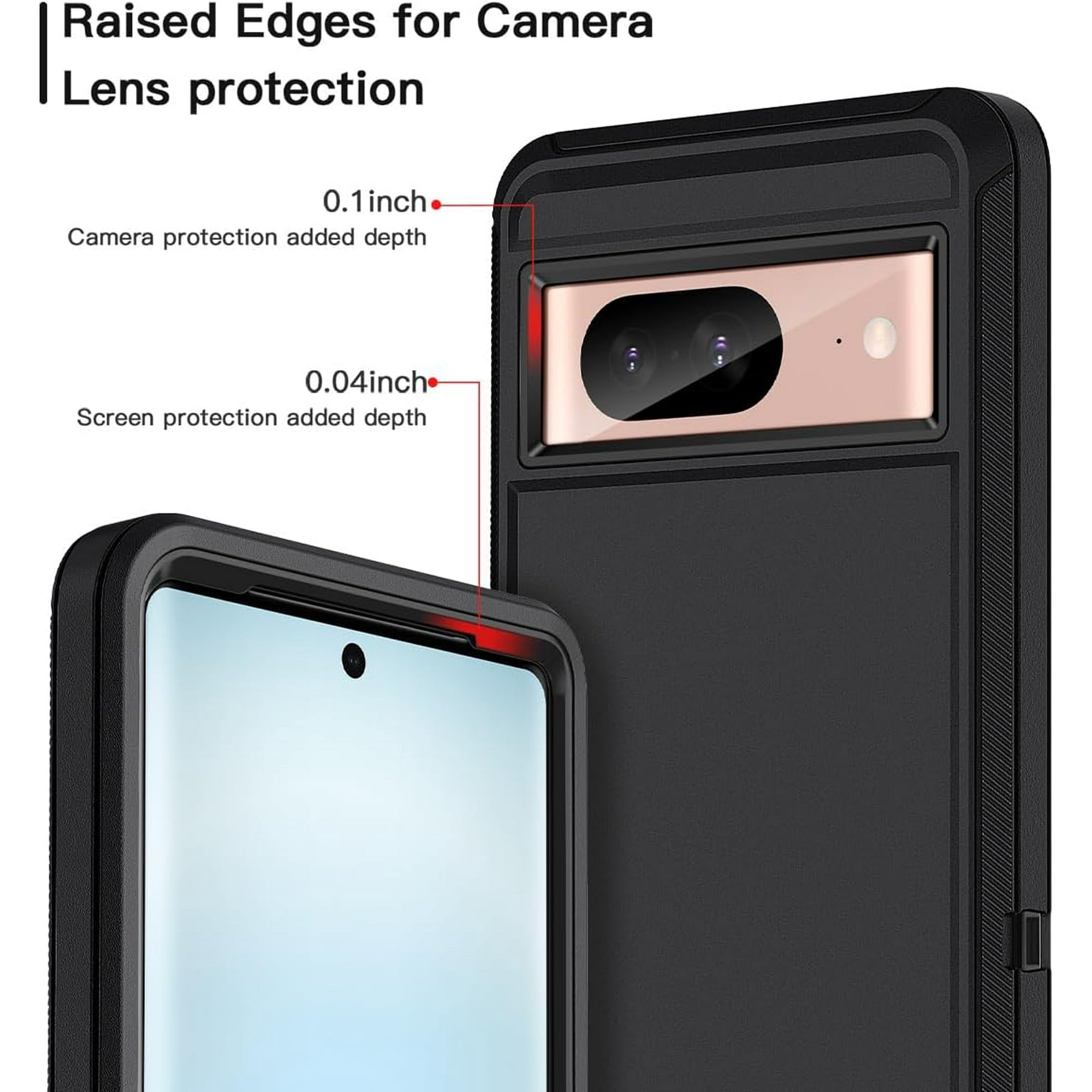 Entronix Bundle Compatible with Pixel 8 Pro - Heavy Duty  Case, 1 Clear Screen Protector & 1 Camera Lens Protector